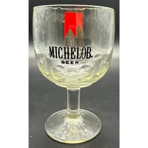 Vintage 1970's Michelob‎ Beer Goblet Heavy Glass Footed Thumbprint 14oz